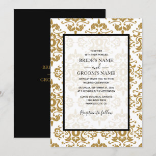 Elegant Black Gold Vintage Wedding Invitations