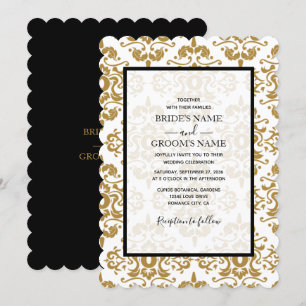 Elegant Black Gold Vintage Wedding Invitations