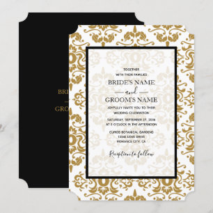 Elegant Black Gold Vintage Wedding Invitations
