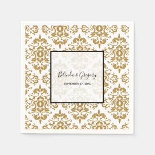 Elegant Black Gold Vintage Wedding Napkin