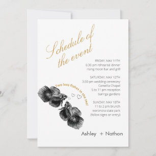 Elegant Black Gold Watercolor Fish Wedding Invitation