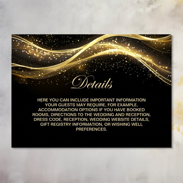 Elegant Black Gold Wedding Details Enclosure Card (Creator Uploaded)
