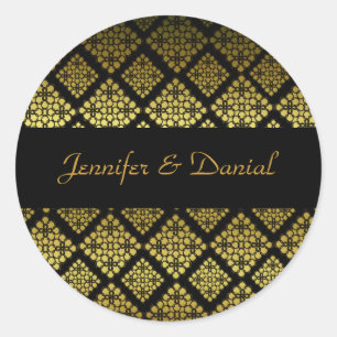 Elegant Black & Gold Wedding Envelope Seal