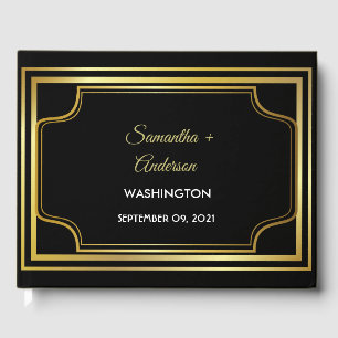 Elegant Black Gold Wedding Guest Book