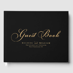 Elegant Black Gold Wedding Guest Book