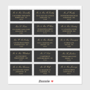 Elegant Black & Gold Wedding Individual Address