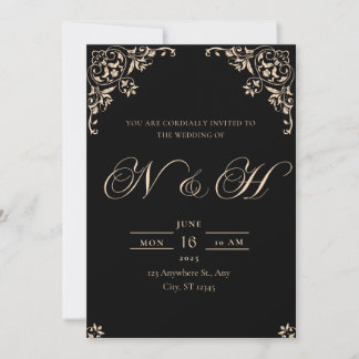 Elegant Black & Gold wedding invitation