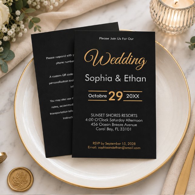 Elegant Black & Gold Wedding Invitation (Creator Uploaded)
