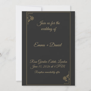Elegant Black & Gold Wedding Invitation