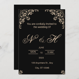 Elegant Black & Gold wedding invitation