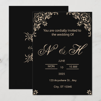 Elegant Black & Gold wedding invitation