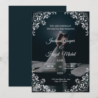 Elegant Black & Gold wedding invitation