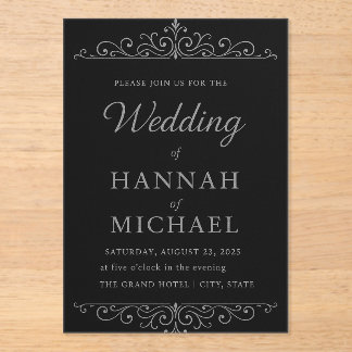 Elegant Black & Gold Wedding Invitation | Classic