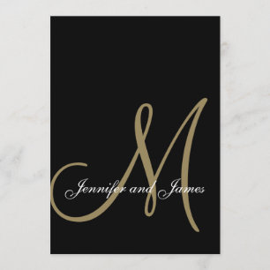 Elegant Black Gold Wedding Invitations Initial