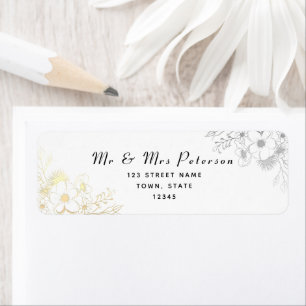 Elegant Black Gold Wedding Return Address