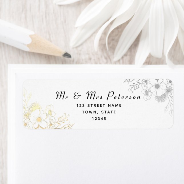 Elegant Black Gold Wedding Return Address (Insitu)