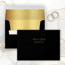 Elegant Black Gold Wedding Return Address
