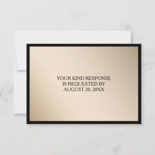 Elegant Black Gold Wedding RSVP (Front)