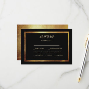 Elegant Black & Gold Wedding RSVP Card