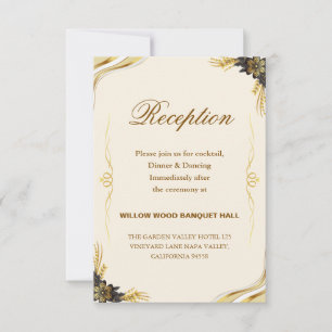 Elegant Black & Gold Wedding RSVP Card