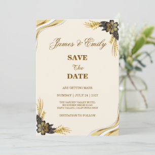 Elegant Black & Gold Wedding Save The Date