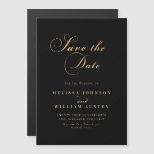 Elegant Black Gold Wedding Save the Date Magnetic Invitation