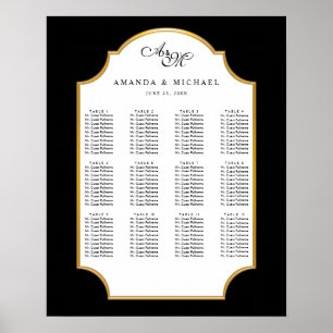Elegant Black   Gold Wedding Seating Chart