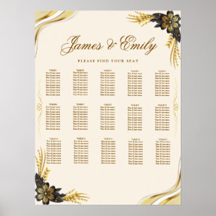 Elegant Black & Gold Wedding Seating Chart