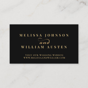 Elegant Black Gold Wedding Website Insert Card