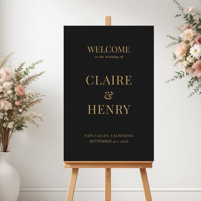 Elegant Black Gold Wedding Welcome Sign (Creator Uploaded)