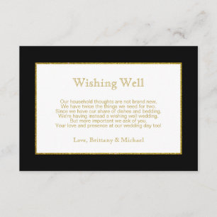 Elegant Black Gold Wedding Wishing Well Poem Enclosure Card