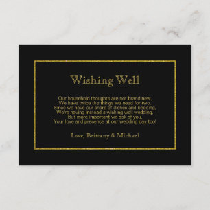 Elegant Black Gold Wedding Wishing Well Poem Enclosure Card