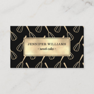 Elegant Black Gold Whisk Baking Business Card