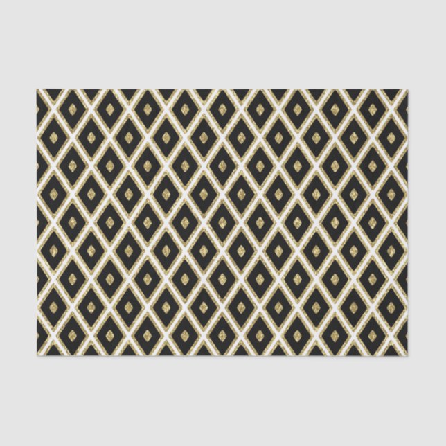 elegant black gold white diamond pattern tissue tissue paper (Front)