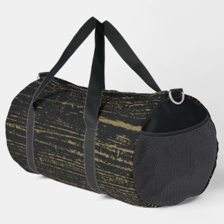Elegant Black Gold Wood Grain Duffle Bag