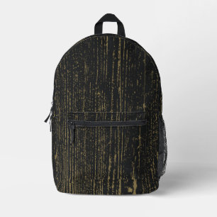 Elegant Black Gold Wood Grain Printed Backpack