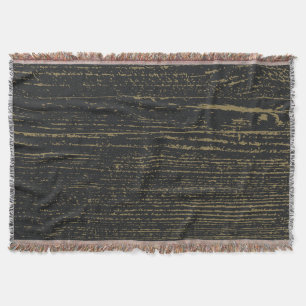 Elegant Black Gold Wood Grain Throw Blanket