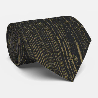 Elegant Black Gold Wood Grain Tie