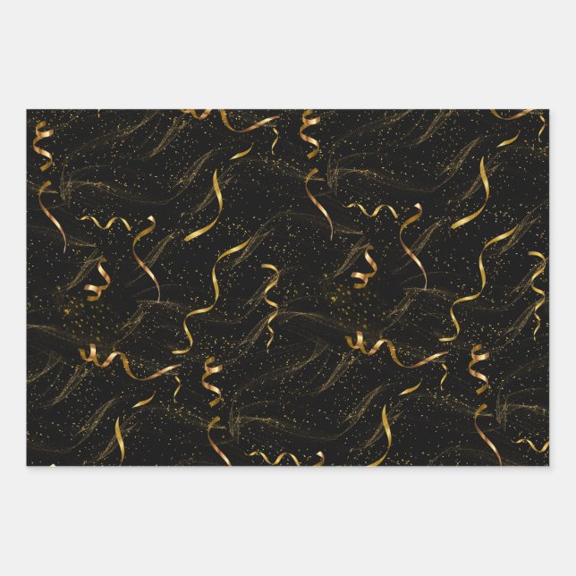 Elegant black & gold wrapping paper sheet (Front)