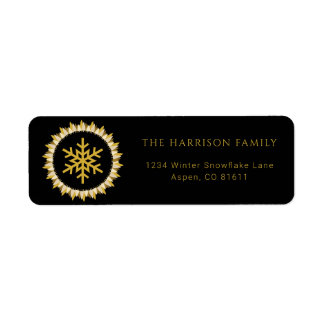Elegant Black Gold Wreath Snowflake Christmas