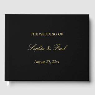 Elegant Black Golden Beige Wedding Guest Book