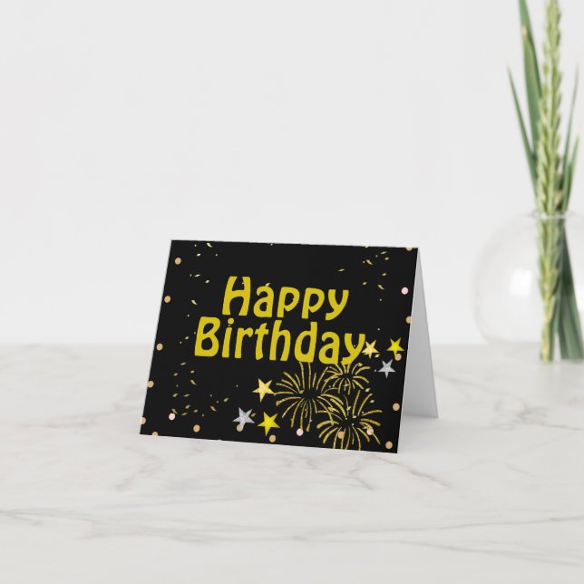 Elegant black golden Happy birthday personalised Card (Front)