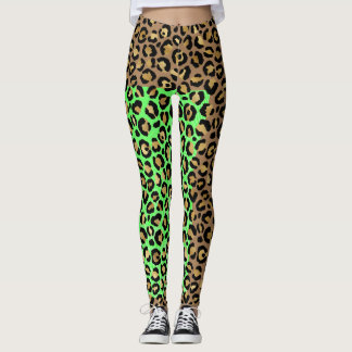 Elegant Black Golden Leopard Animal Print Leggings
