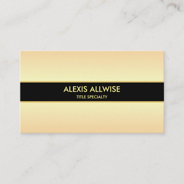 Elegant Black & Golden Metallic Look Business Card (Front)