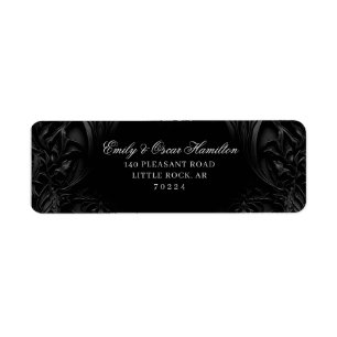 Elegant Black Gothic Damask Moody Return Address