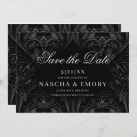 Elegant Black Gothic Damask Moody Wedding