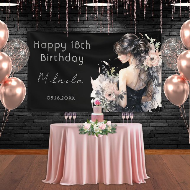 Elegant Black Gown 18th Birthday Welcome Banner (Creator Uploaded)