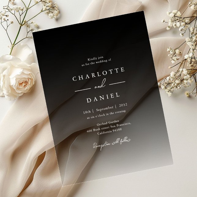 Elegant Black Gradient Acrylic Wedding Invitations (Elegant Black Gradient Acrylic Wedding Acrylic Invitations)