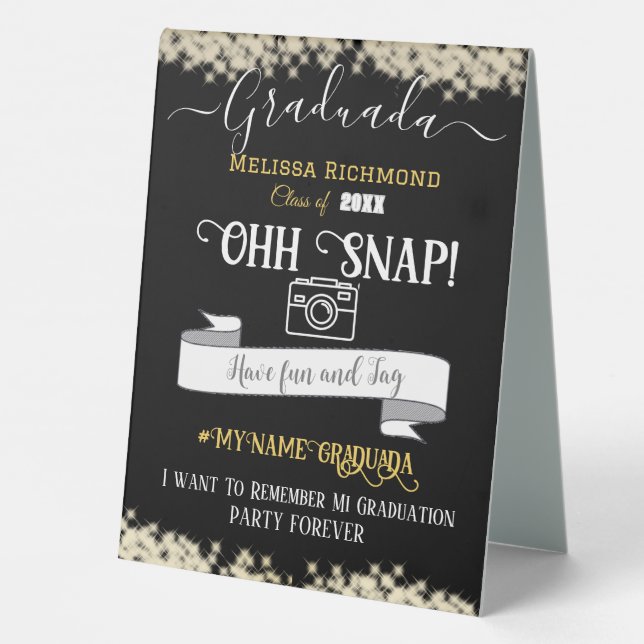 Elegant Black Graduated Spanish Oh Snap!! (Back)