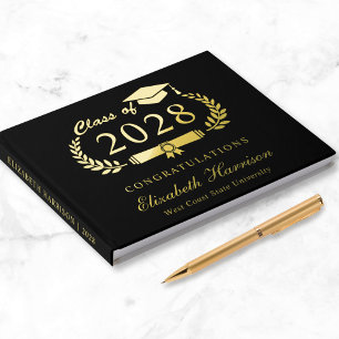 Elegant Black Graduation Party Guest Book